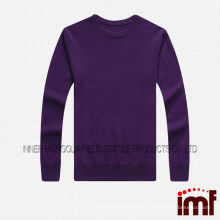 Top qualité pur cachemire couleur unie violet hiver homme pull tricots